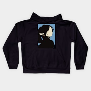 A design featuring Frieren the elf girl character as Frieren the Slayer in minimalist silhouette style from Sousou no Frieren Frieren Beyond Journeys End or Frieren at Funeral anime fall 2023 SNF65 Kids Hoodie